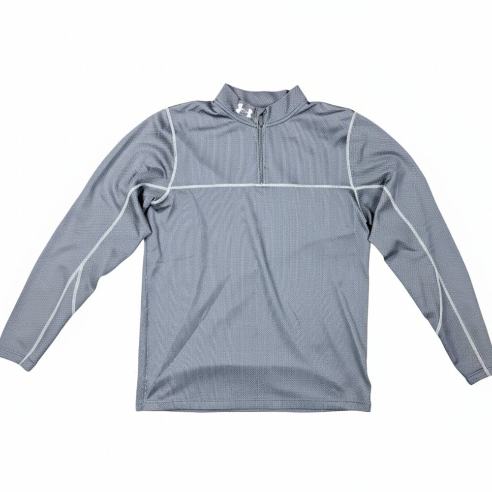 Under Armour ColdGear Fitted 1/4 Zip Pullover Shirt Gray Long Sleeve Large